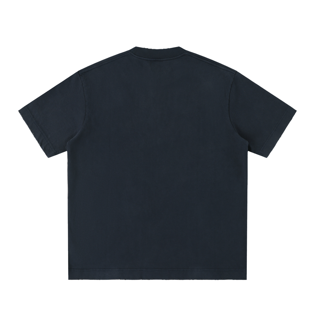 JEJO Heavyweight Vintage Washed Frayed T-Shirt