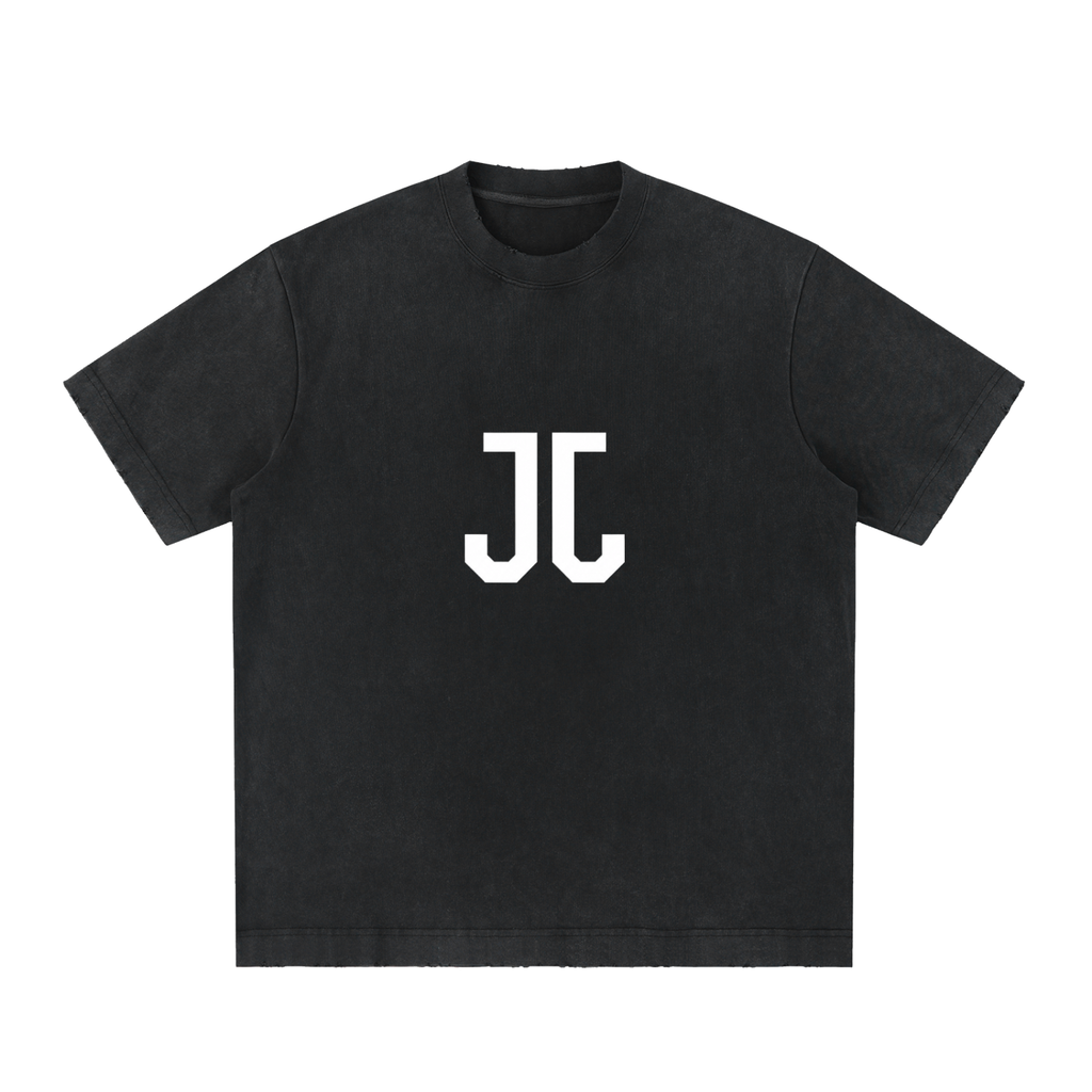 JEJO Heavyweight Vintage Washed Frayed T-Shirt