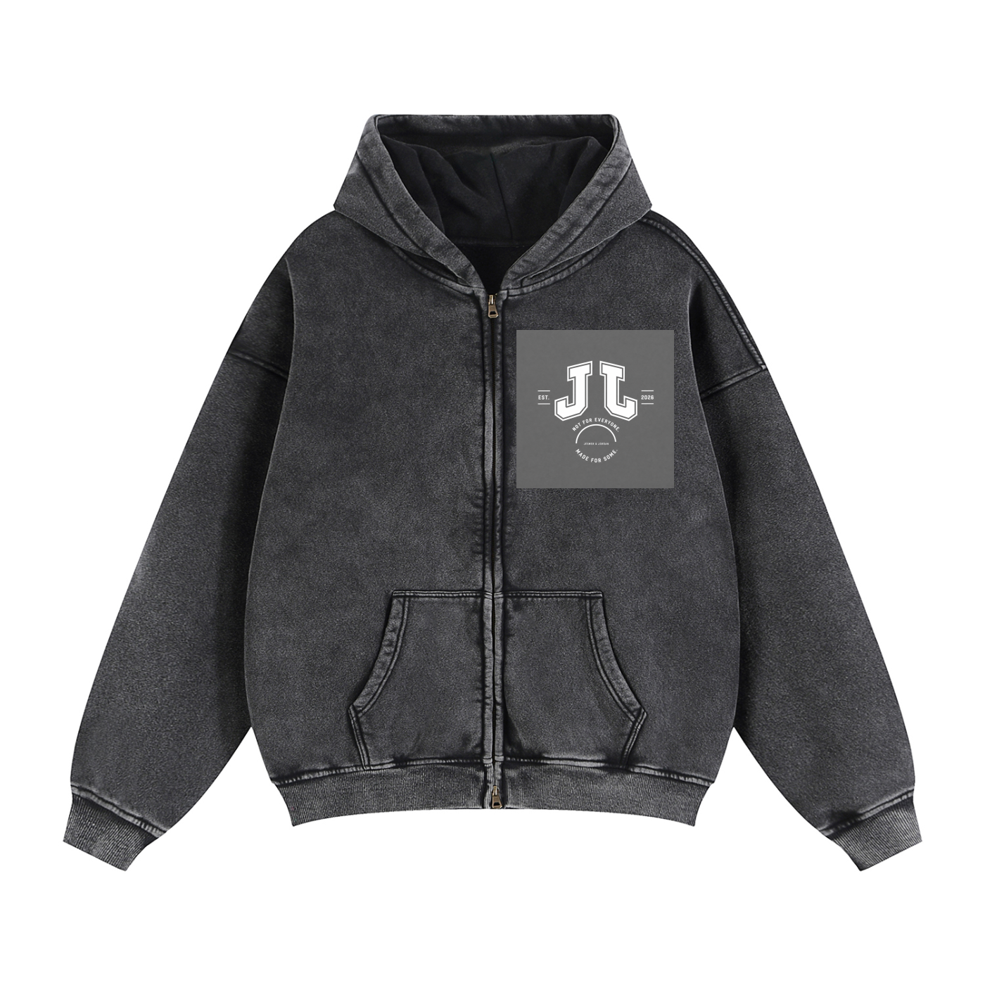 JEJO Zip-Through Boxy Fleece Hoodie